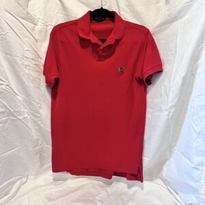 VINTAGE Abercrombie Fitch Mens Polo Shirt Medium Red Short Sleeve Preppy Crest‎